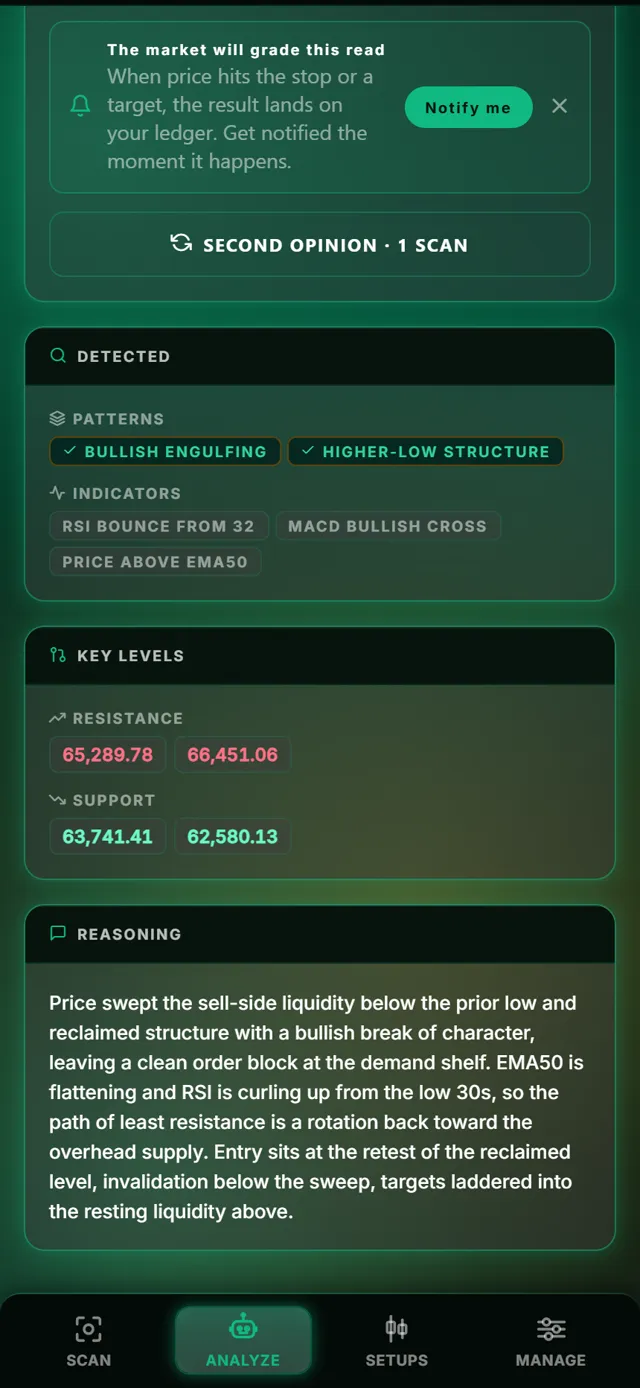 PTS Wizard app: The wizard shows its reasoning and a conviction score.