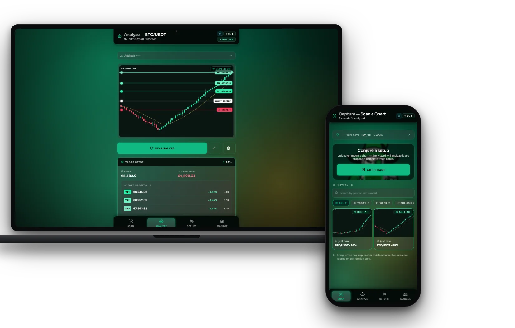 PTS Wizard running on a phone and a laptop